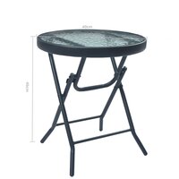 Bistrotafel 40x46 cm staal en glas zwart 6