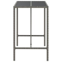 Bartafel met glazen blad 110x70x110 cm poly rattan grijs 4
