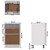 Onderkast met lade 50x46x81,5 cm bewerkt hout betongrijs 9