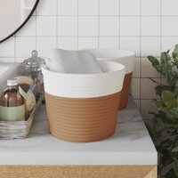 Opbergmanden 2 st &Oslash; 24x18 cm katoen bruin en wit 3