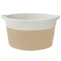 Opbergmand &Oslash; 40x25 cm katoen beige en wit 4