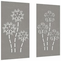 Wanddecoratie tuin 2 st bloemenontwerp 105x55 cm cortenstaal 3