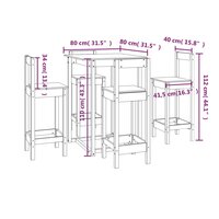 5-delige Barset massief grenenhout 9