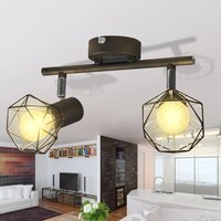 Plafondlamp met 2 LED&amp;apos;s industri&euml;le stijl zwart 2