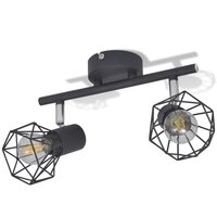 Plafondlamp met 2 LED&amp;apos;s industri&euml;le stijl zwart 4