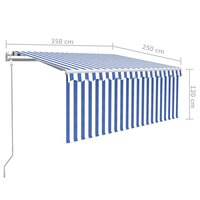 Luifel automatisch uittrekbaar rolgordijn 3,5x2,5 m blauw wit   9