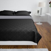 Bedsprei gewatteerd dubbelzijdig 230x260 cm zwart/grijs 3