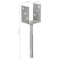 Grondankers 6 st 8x6x30 cm gegalvaniseerd staal zilverkleurig 7