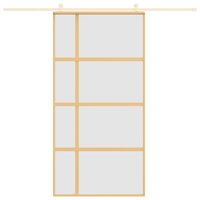 Schuifdeur 102,5x205 cm mat ESG-glas en aluminium goudkleurig 3