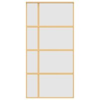Schuifdeur 102,5x205 cm mat ESG-glas en aluminium goudkleurig 4