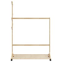 Kledingrek met haken en wielen 100x35x157 cm bamboe 4