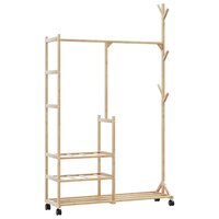 Kledingrek met schappen en wielen 100x38x175,5 cm bamboe 6