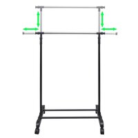 Kledingrek verstelbaar met 4 wieltjes en 1 ophangrail 7