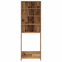 Wasmachinekast 64x24x190 cm oud houtkleurig 6