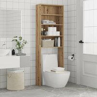 Wasmachinekast 64x24x190 cm artisanaal eikenkleur 5