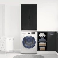 Wasmachinekast 64x25,5x190 cm zwart eikenkleur 3