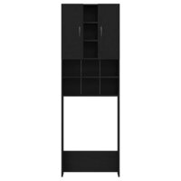 Wasmachinekast 64x25,5x190 cm zwart eikenkleur 6