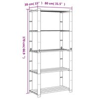 Opbergrek 5-laags 80x38x170 cm massief grenenhout grijs 7