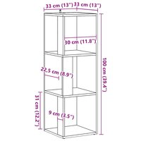 Hoekkast 33x33x100 cm bewerkt hout oud houtkleurig 9