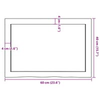 Wastafelblad 60x40x(2-6) cm onbehandeld massief hout 9