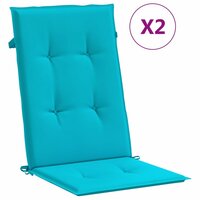 Stoelkussens 2 st hoge rug stof turquoise 2