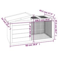 Konijnenhok 100,5x54x55 cm massief grenenhout grijs 7