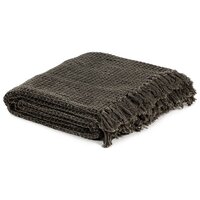 Plaid 160x210 cm katoen antraciet en bruin 2