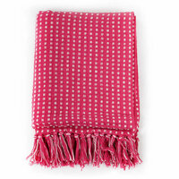 Plaid vierkantjes 125x150 cm katoen roze 2