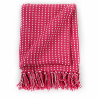 Plaid vierkantjes 125x150 cm katoen roze 3