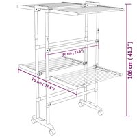 Droogrek 2-laags met wieltjes 60x70x106 cm zilverkleurig 8
