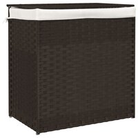 Wasmand met 2 vakken 53x35x57 cm poly rattan donkerbruin 2
