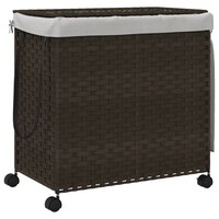 Wasmand op wielen 60x35x60,5 cm rattan donkerbruin 2