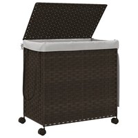 Wasmand op wielen 60x35x60,5 cm rattan donkerbruin 4