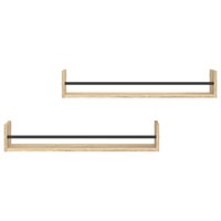 Wandschappen met stangen 2 st 80x16x14 cm Sonoma eikenkleurig 4