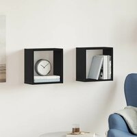 Wandschappen kubus 2 st 30x15x30 cm bewerkt hout zwart eiken 3