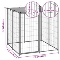 Hondenkennel 110x110x110 cm staal zilverkleurig 6
