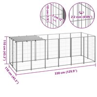 Hondenkennel 330x110x110 cm staal zilverkleurig 6