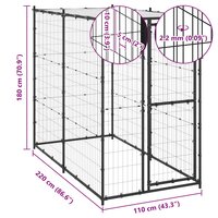 Hondenkennel voor buiten met dak 110x220x180 cm staal 6