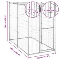 Hondenkennel buiten met dak 110x220x180 cm gegalvaniseerd staal 6