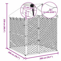 Hondenkennel met dak 2x2x2,5 m gegalvaniseerd staal zilver 5