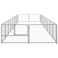 Hondenkennel 18 m&sup2; staal zilverkleurig 3