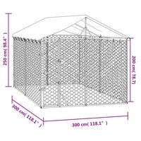 Hondenkennel met dak 3x3x2,5 m gegalvaniseerd staal zilverkleur 4