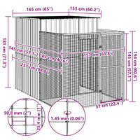 Hondenhok met ren 165x251x181 cm gegalvaniseerd staal antraciet 5
