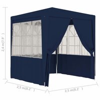 Partytent met zijwanden professioneel 90 g/m&sup2; 2,5x2,5 m blauw 9