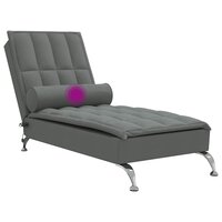 Massage chaise longue met bolster stof donkergrijs 7