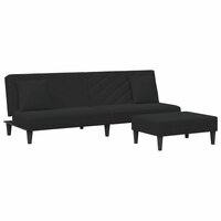2-delige Loungeset met kussens fluweel zwart 2