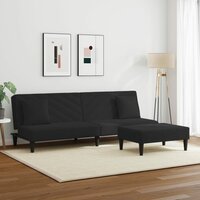 2-delige Loungeset met kussens fluweel zwart 3