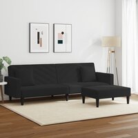 2-delige Loungeset met kussens fluweel zwart 3