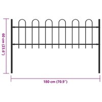 Tuinhek met ronde bovenkant 1,8 m staal zwart 5