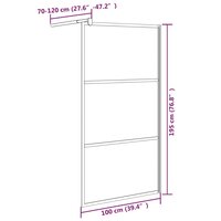 Inloopdouchewand 100x195 cm donker ESG-glas zwart 7